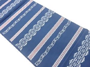 横段に小花・縞模様織出し名古屋帯